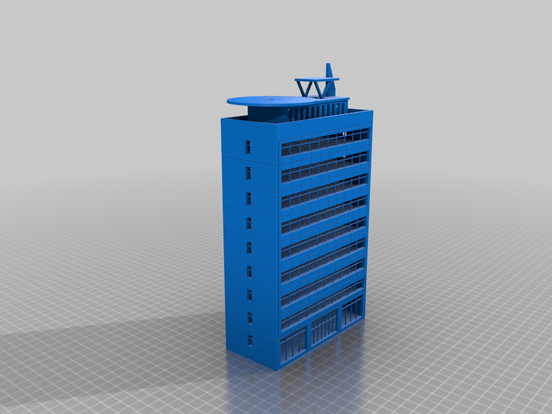 N Scale Highrise with Helicopter Deck 10 Story