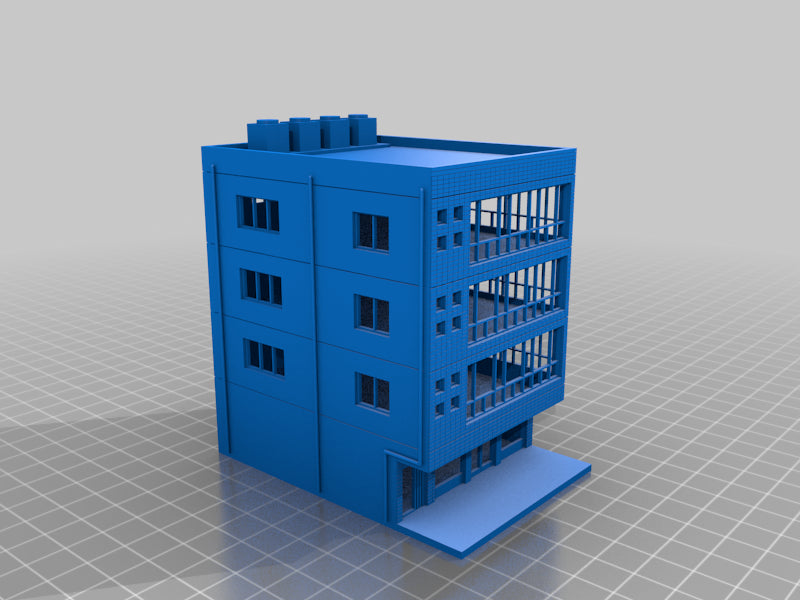 N Scale Office Build 4 Story W/AC
