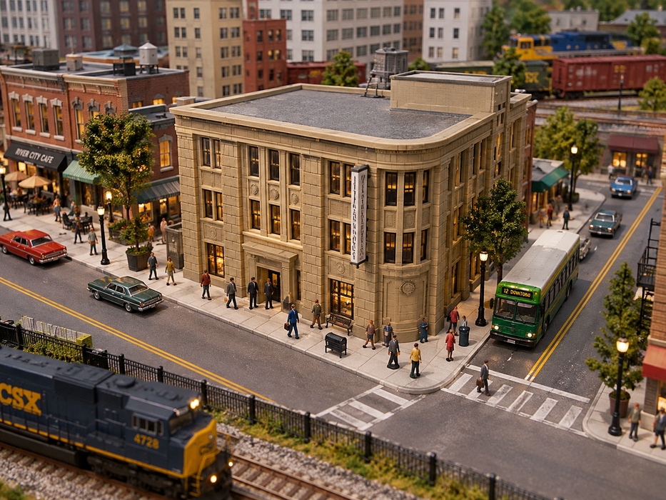 N Scale Large Urban Bank Building