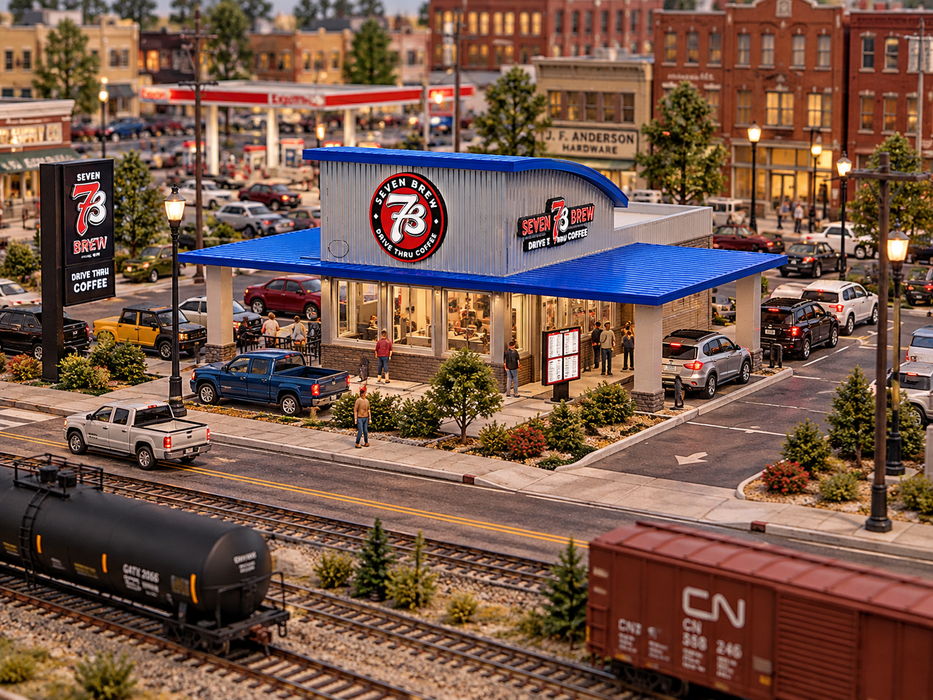 N Scale 7Brew Coffee Shop