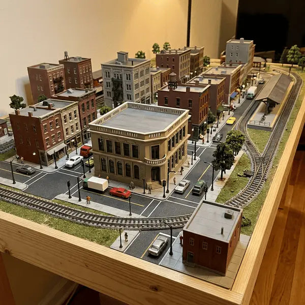 N Scale Large Corner Bank