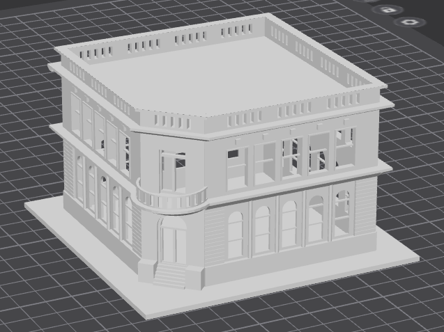 N Scale Large Corner Bank