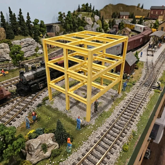 HO Scale Steel Building Under Construction