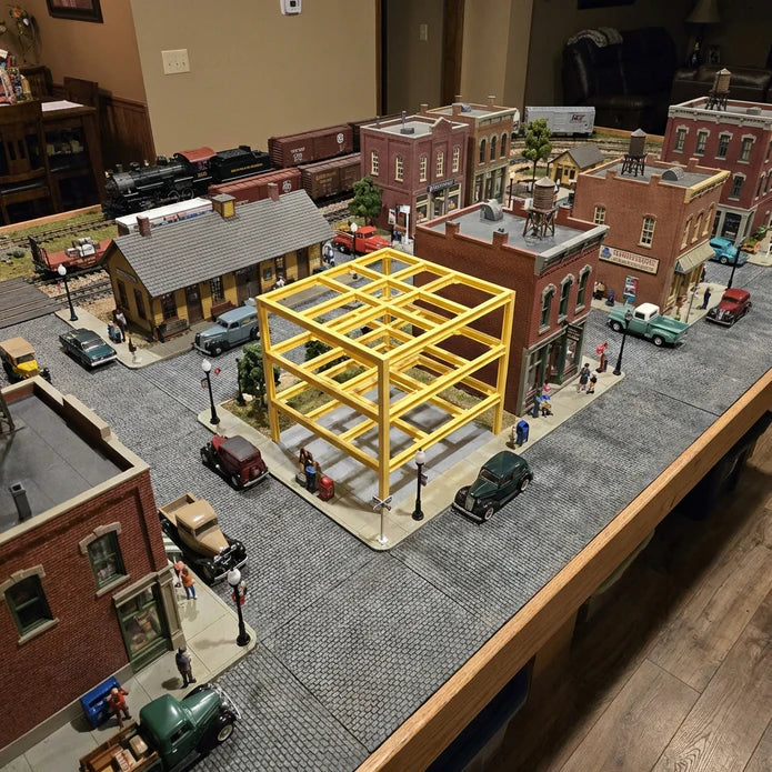 HO Scale Steel Building Under Construction