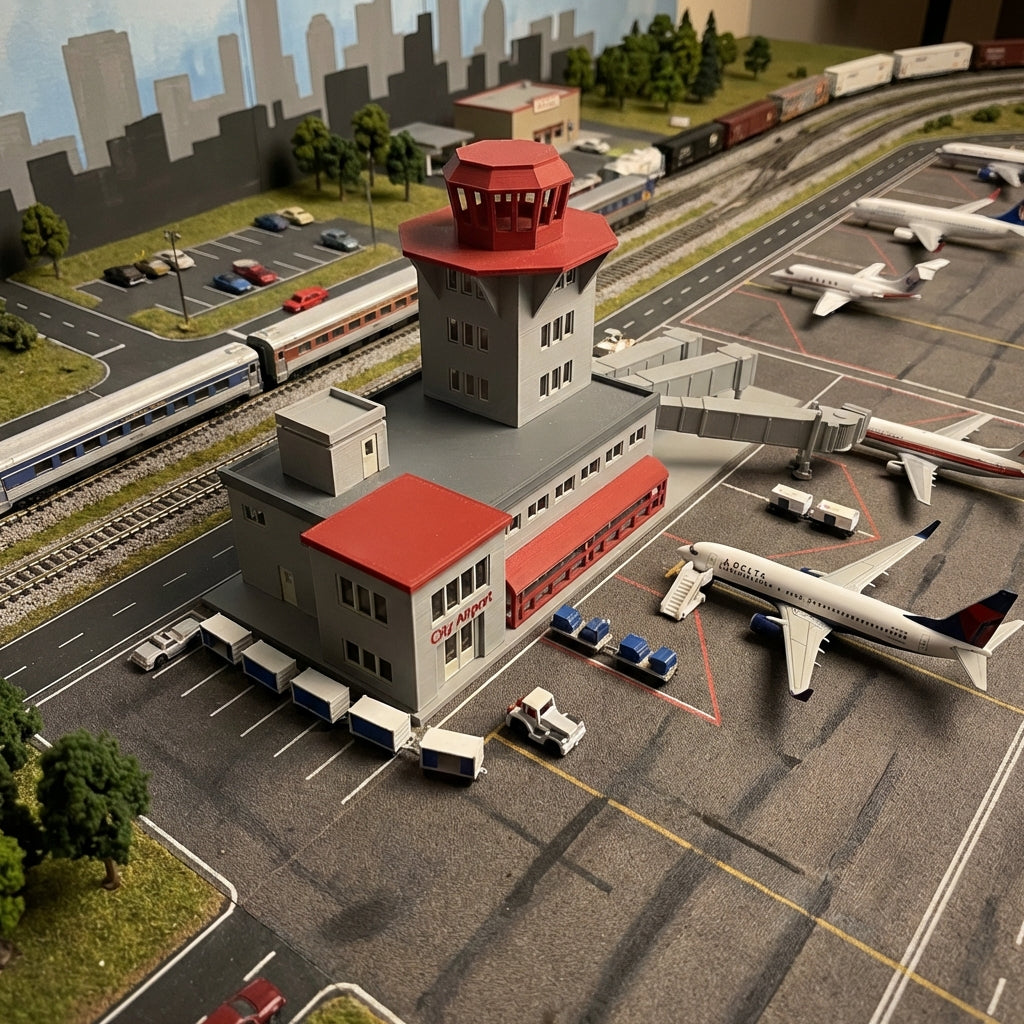 N Scale Airport Terminal — Print Station 3d